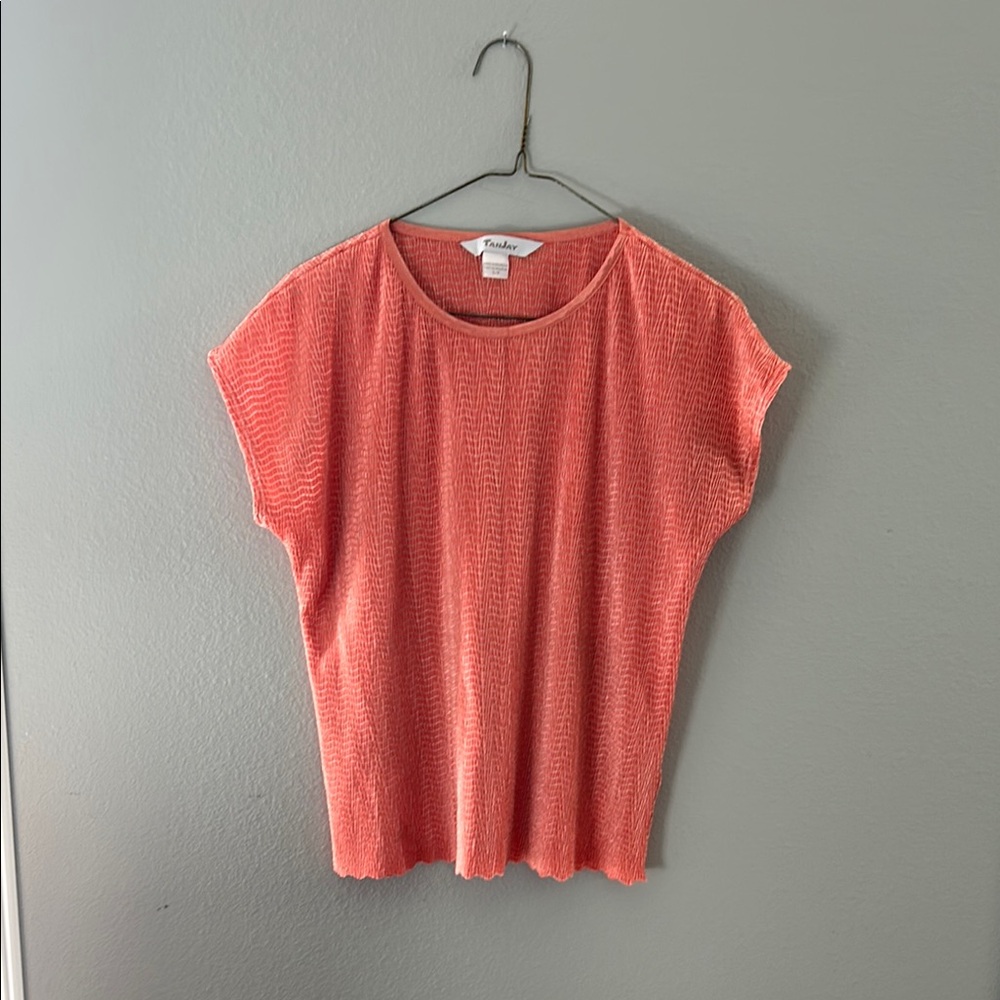Orange Relaxed T-shirt with Cuffed Sleeves and Cap Sleeves